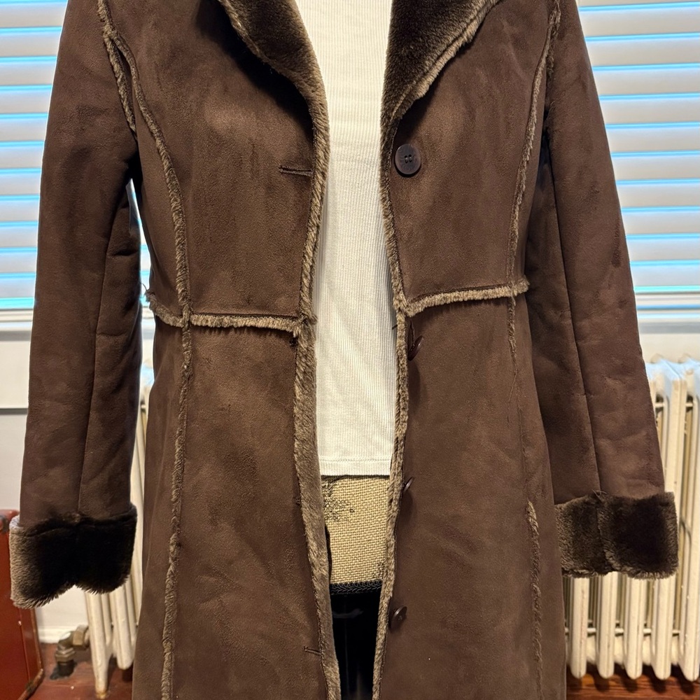 Charter Club Teddy Jacket Brown with Faux Fur Trim